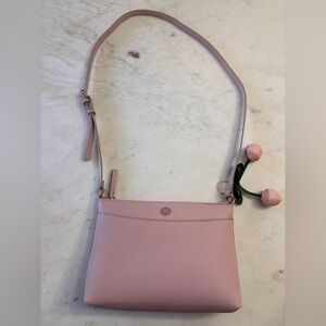 NWOT Nanette Lepore Pink Pebbled Leather Crossbody with Cherry Charm